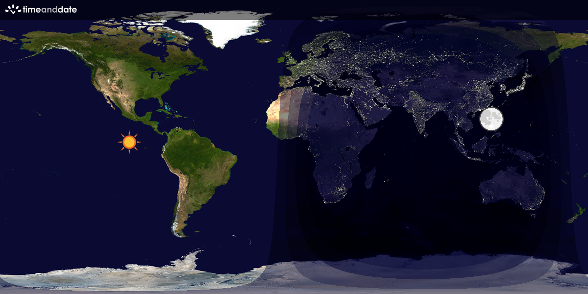Verdenskart som viser dag og natt 