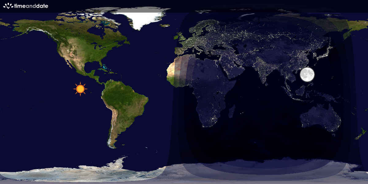 Verdenskart som viser dag og natt 