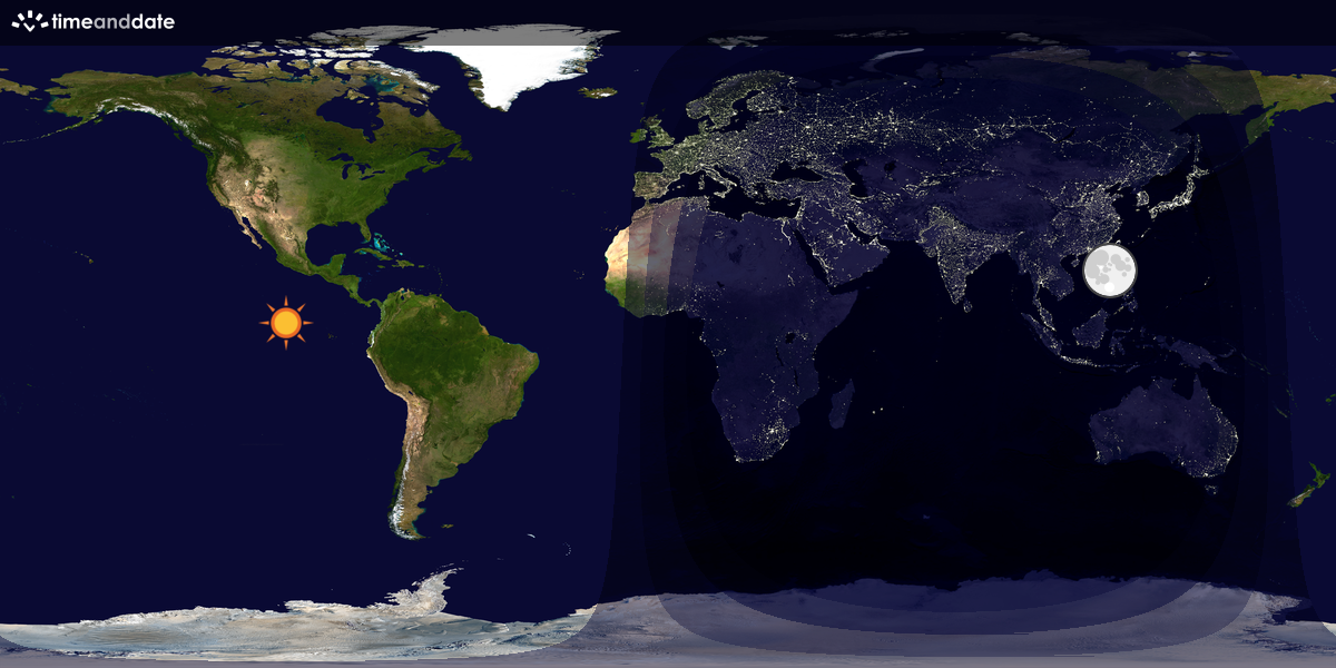 Verdenskart som viser dag og natt 