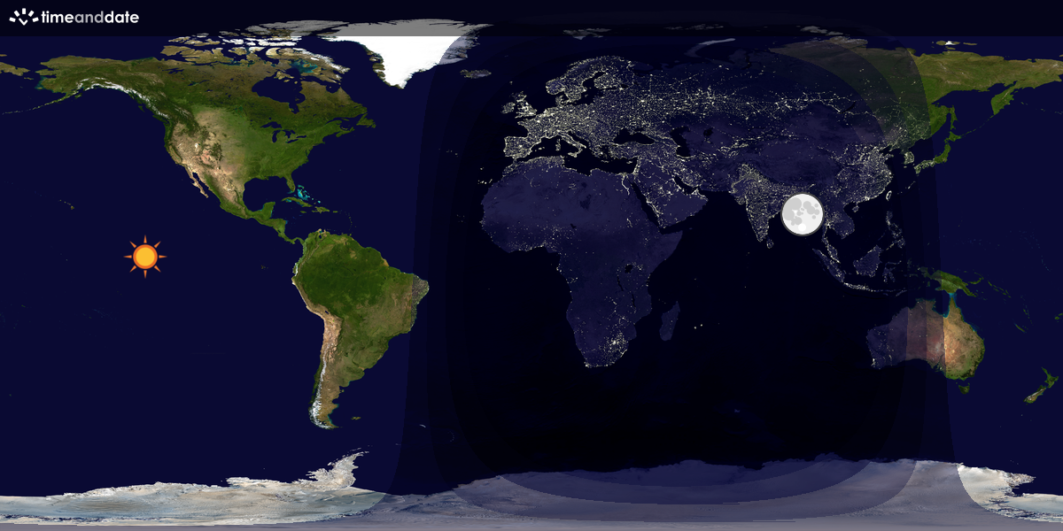Verdenskart som viser dag og natt 