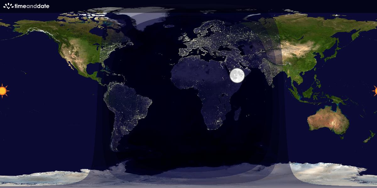 Verdenskart som viser dag og natt 