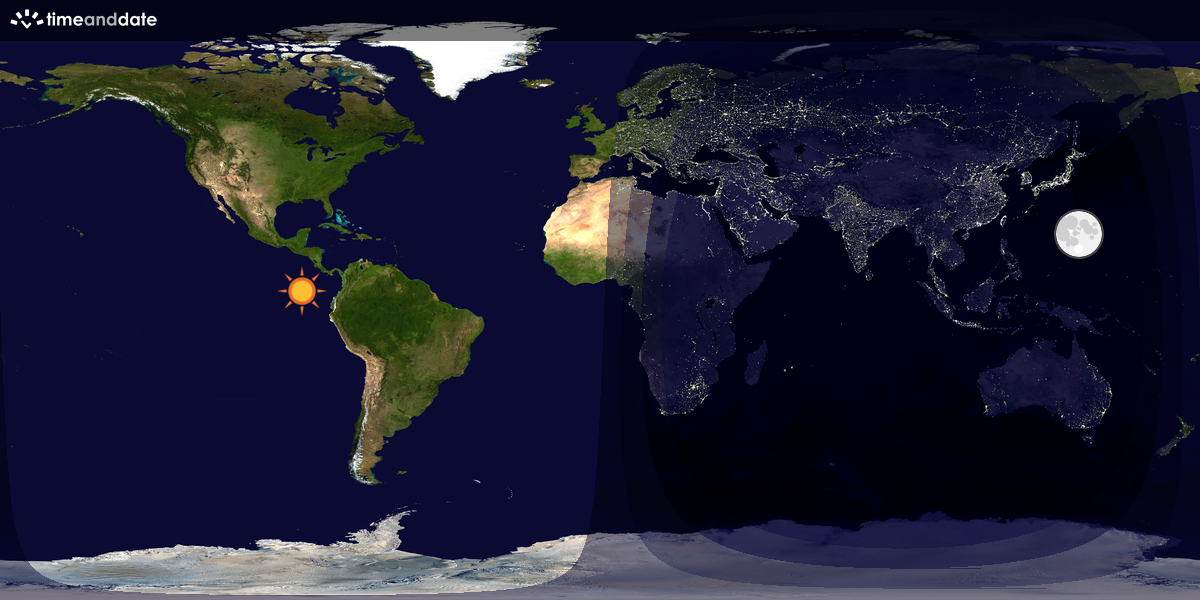 Verdenskart som viser dag og natt 