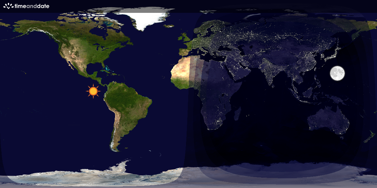 Verdenskart som viser dag og natt 