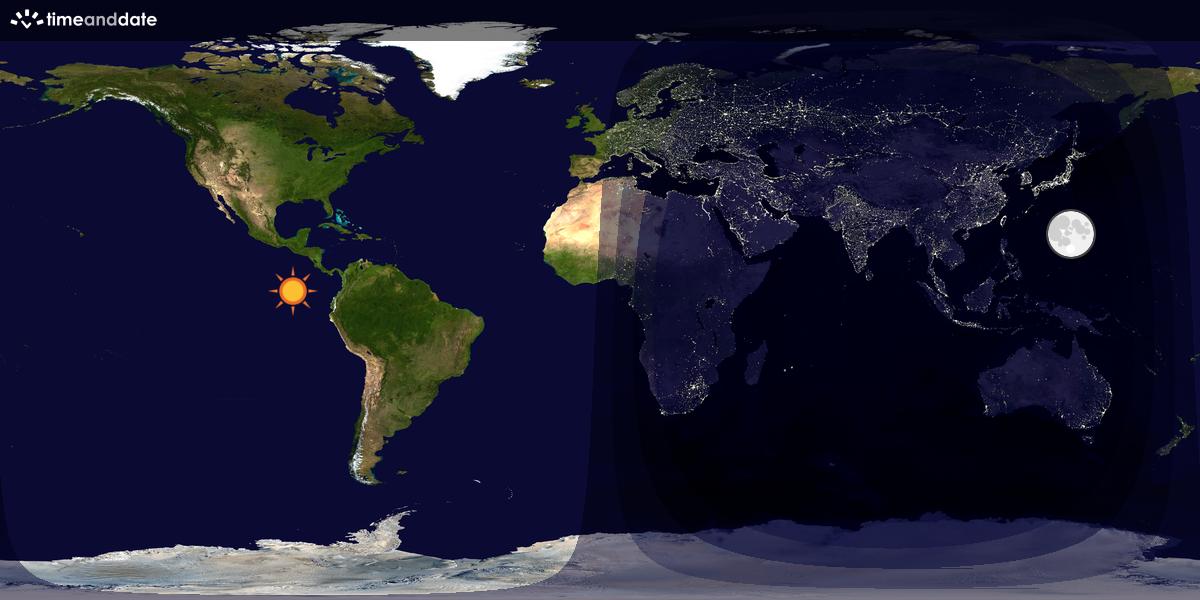 Verdenskart som viser dag og natt 