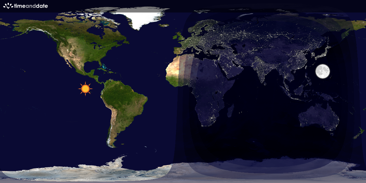 Verdenskart som viser dag og natt 