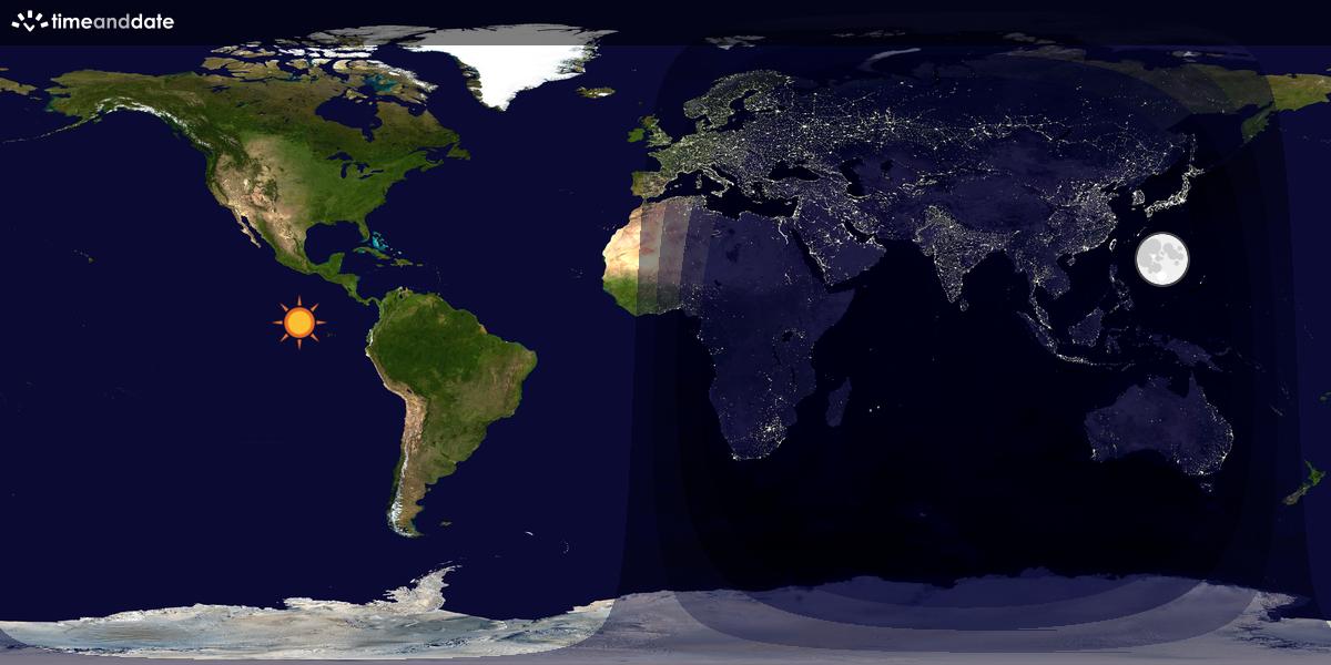 Verdenskart som viser dag og natt 