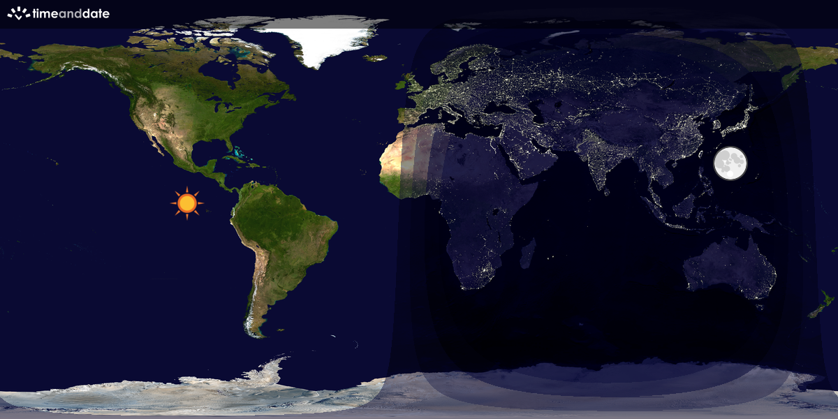 Verdenskart som viser dag og natt 