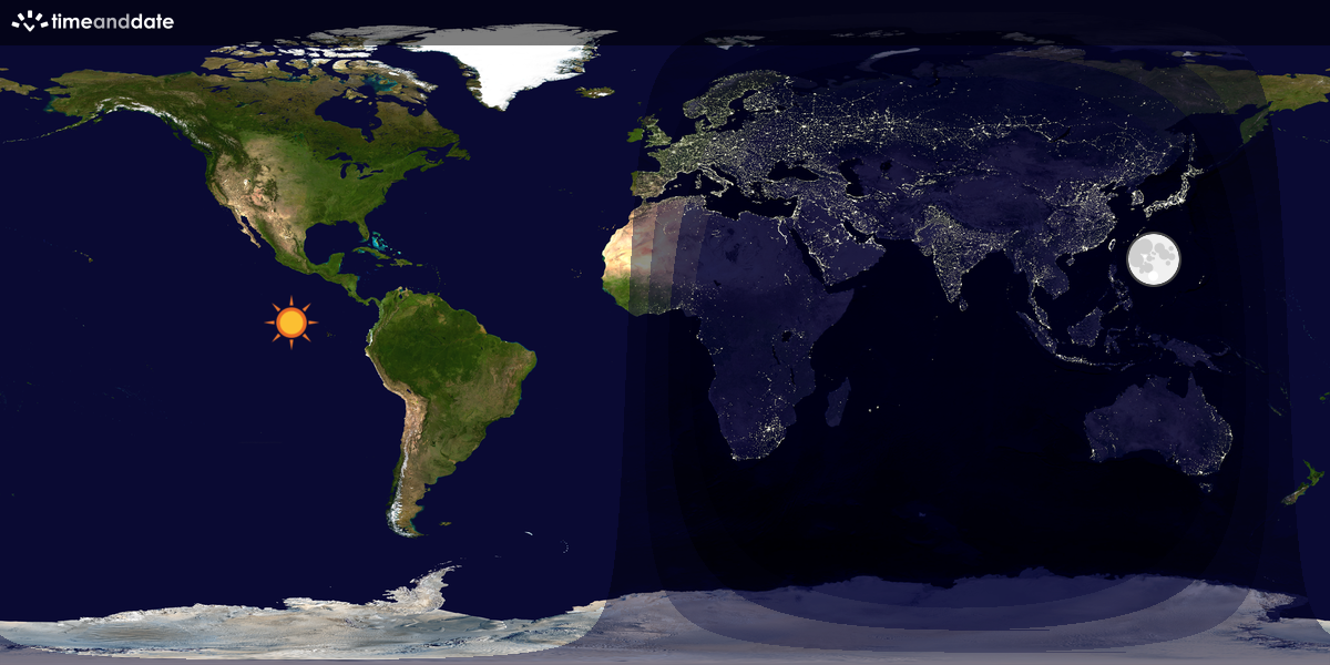 Verdenskart som viser dag og natt 
