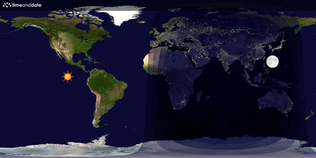 Verdenskart som viser dag og natt 