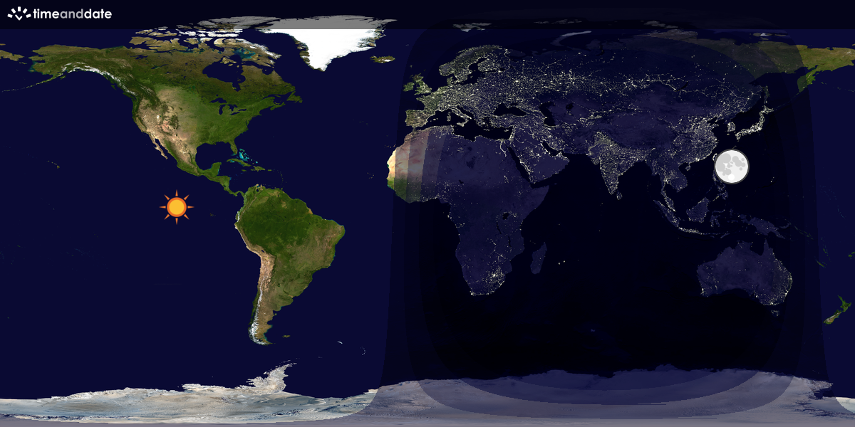 Verdenskart som viser dag og natt 