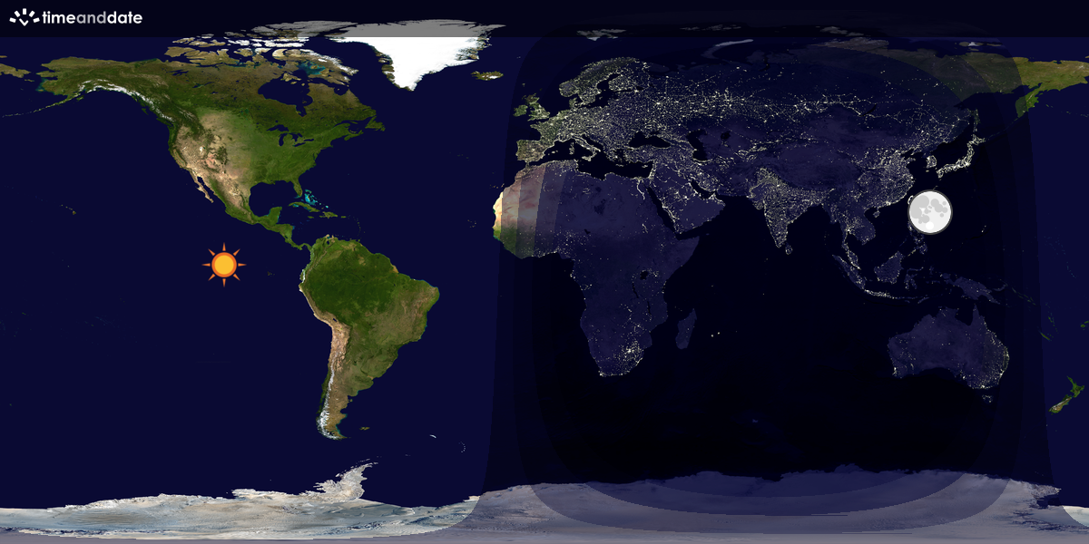 Verdenskart som viser dag og natt 