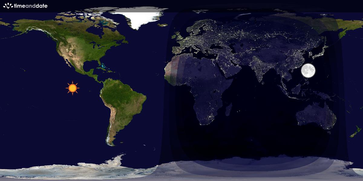 Verdenskart som viser dag og natt 