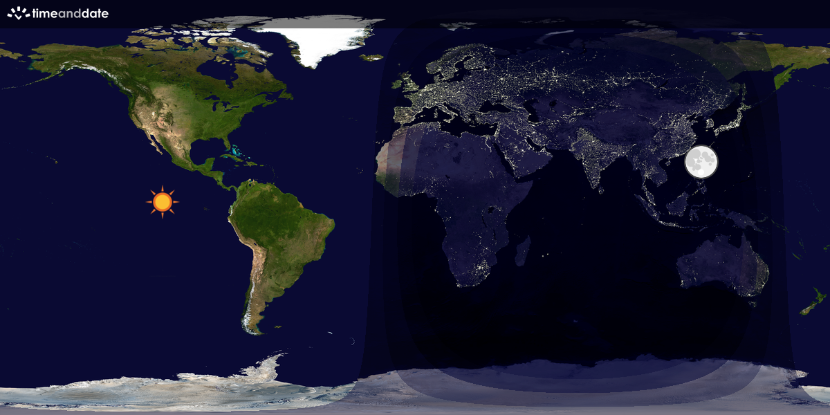 Verdenskart som viser dag og natt 