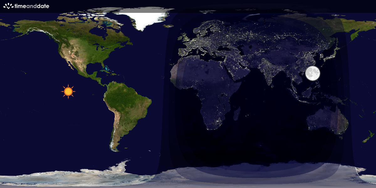 Verdenskart som viser dag og natt 