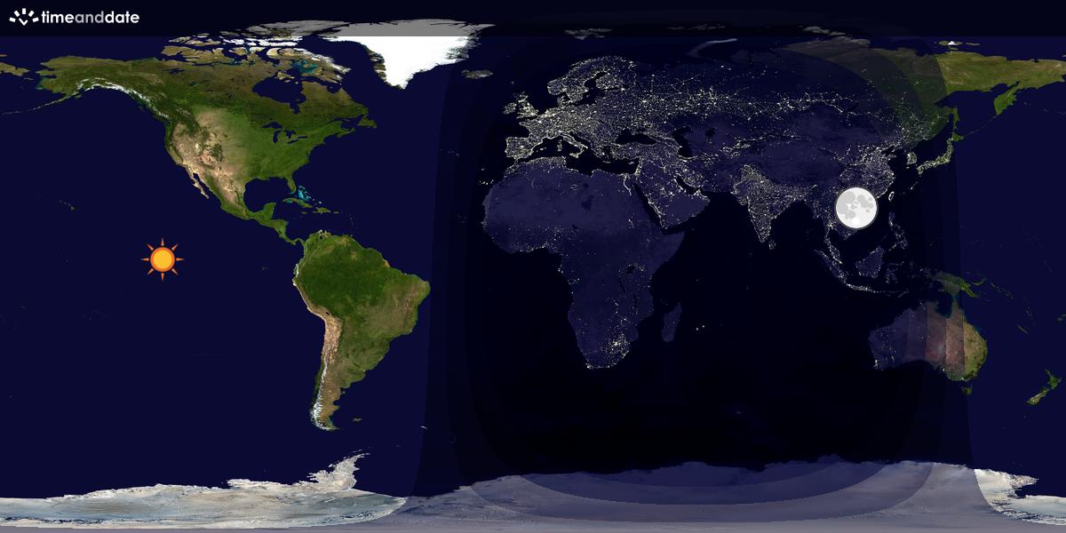 Verdenskart som viser dag og natt 