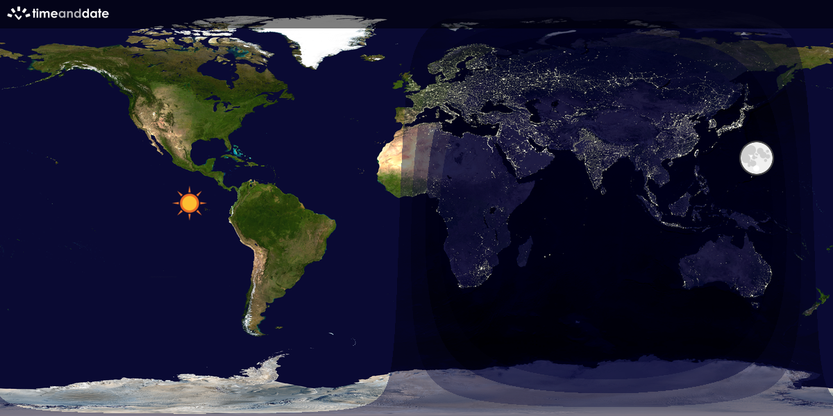 Verdenskart som viser dag og natt 