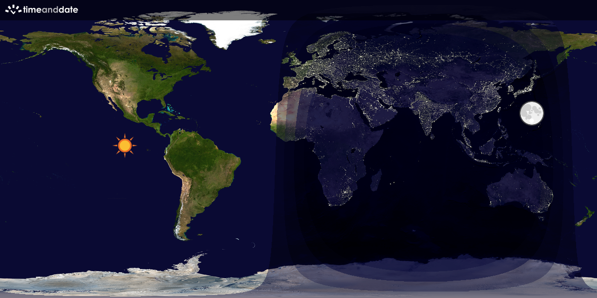 Verdenskart som viser dag og natt 