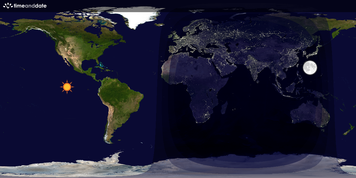 Verdenskart som viser dag og natt 