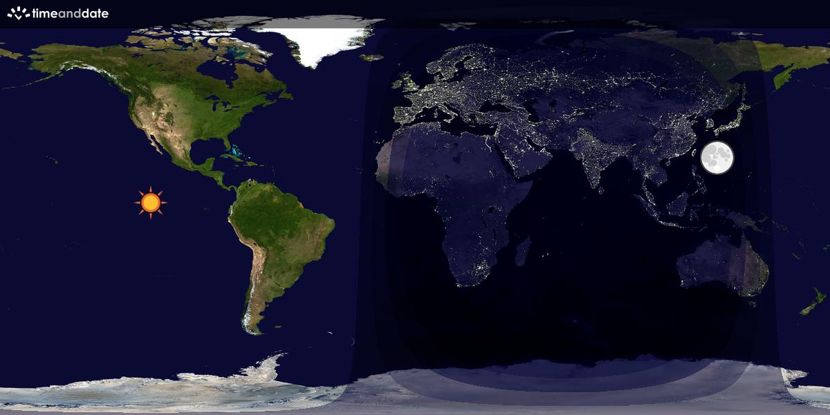 Verdenskart som viser dag og natt 