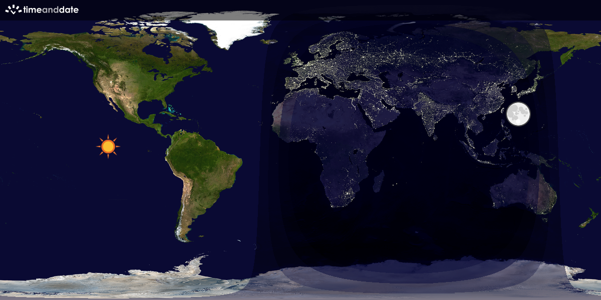 Verdenskart som viser dag og natt 