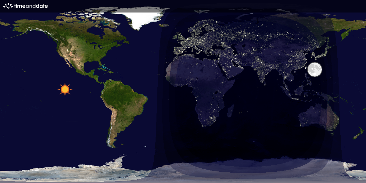 Verdenskart som viser dag og natt 