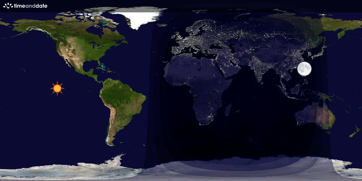 Verdenskart som viser dag og natt 