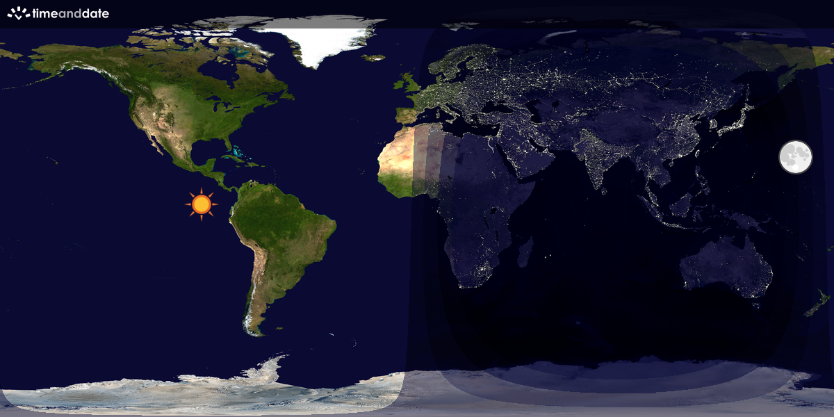 Verdenskart som viser dag og natt 