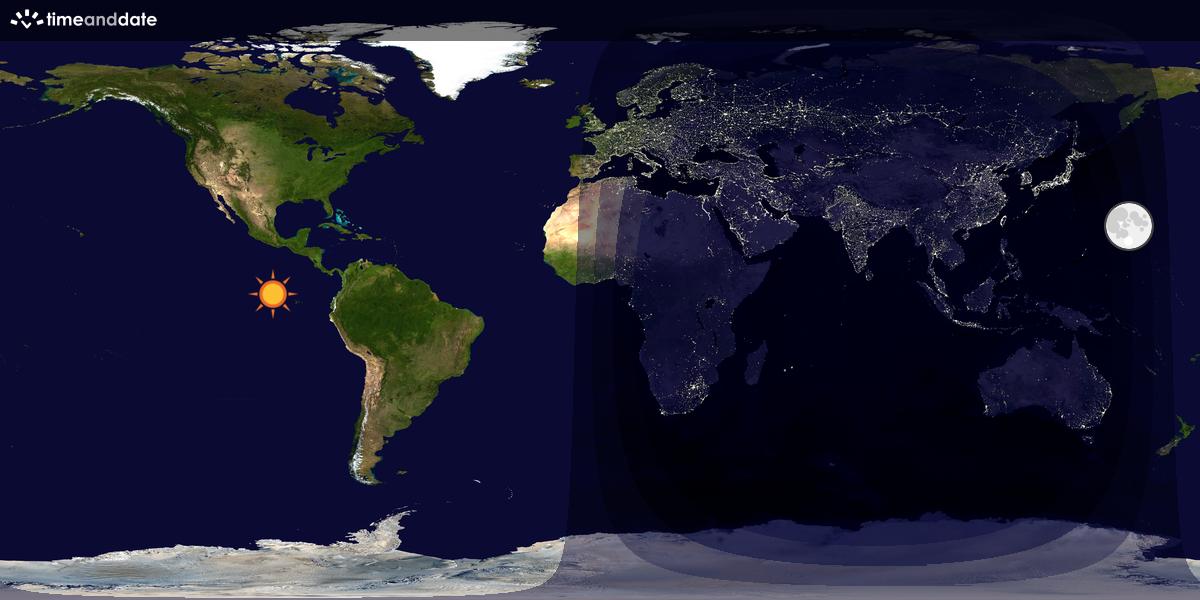 Verdenskart som viser dag og natt 