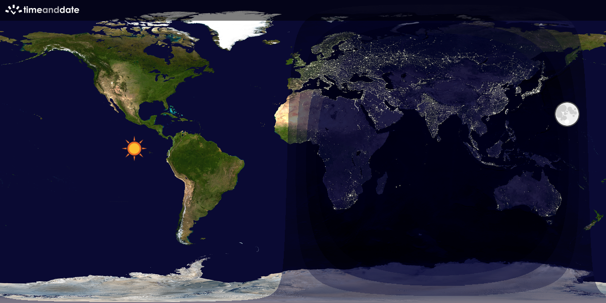 Verdenskart som viser dag og natt 