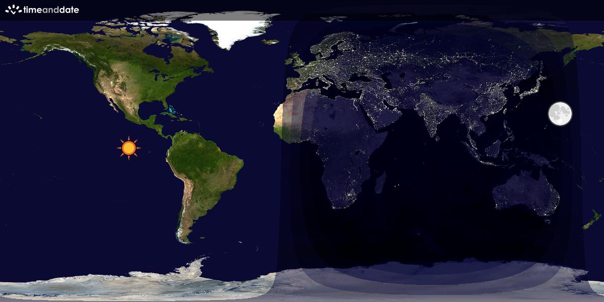 Verdenskart som viser dag og natt 