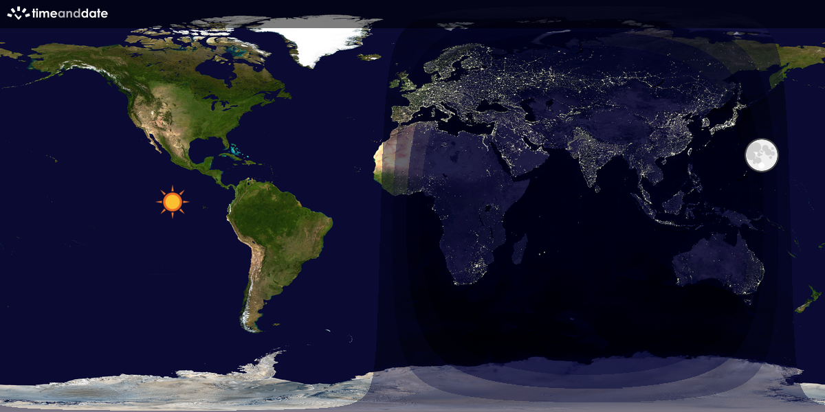 Verdenskart som viser dag og natt 