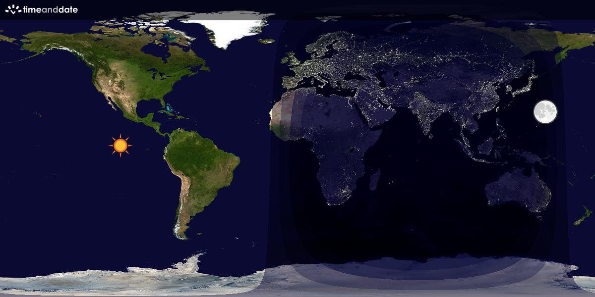 Verdenskart som viser dag og natt 