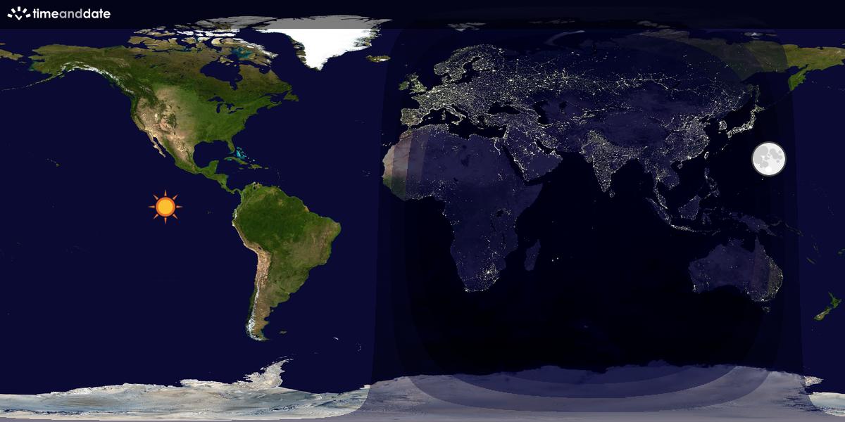 Verdenskart som viser dag og natt 