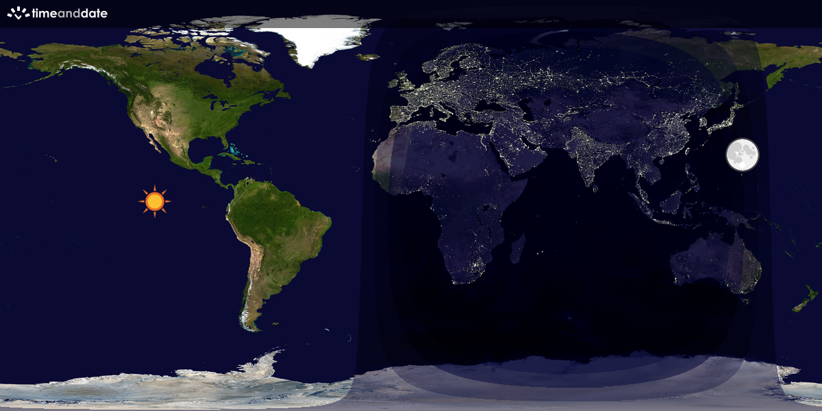 Verdenskart som viser dag og natt 