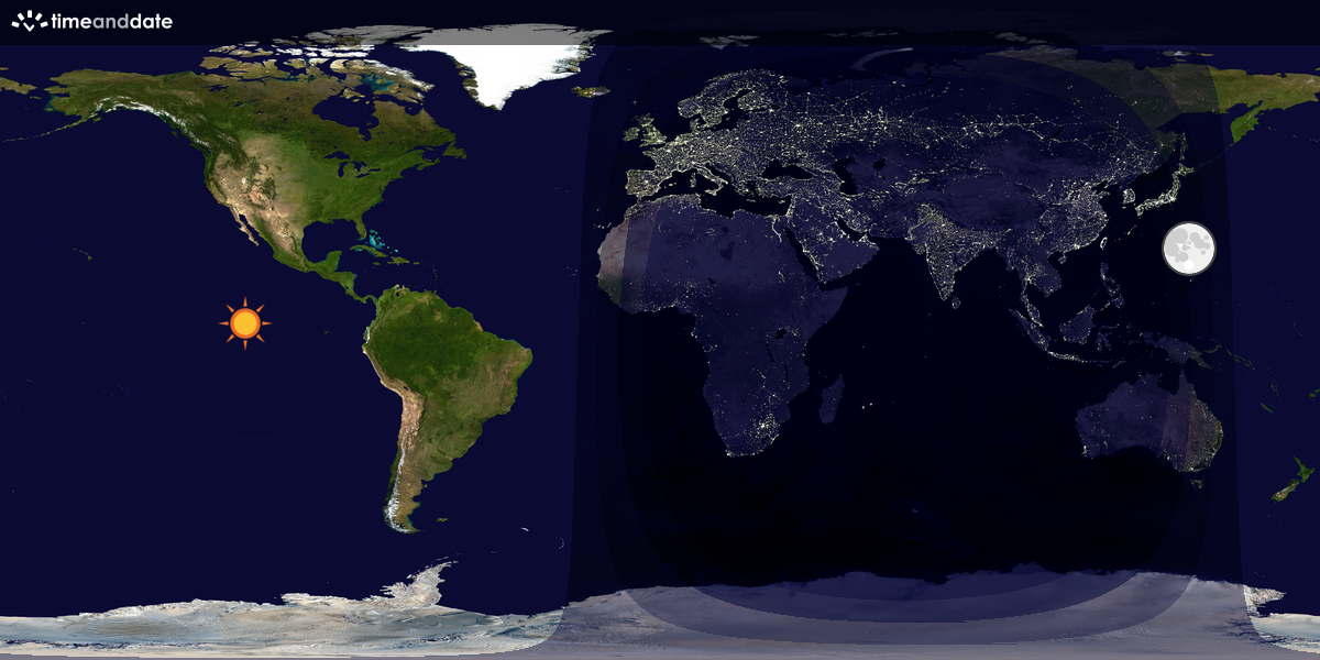 Verdenskart som viser dag og natt 