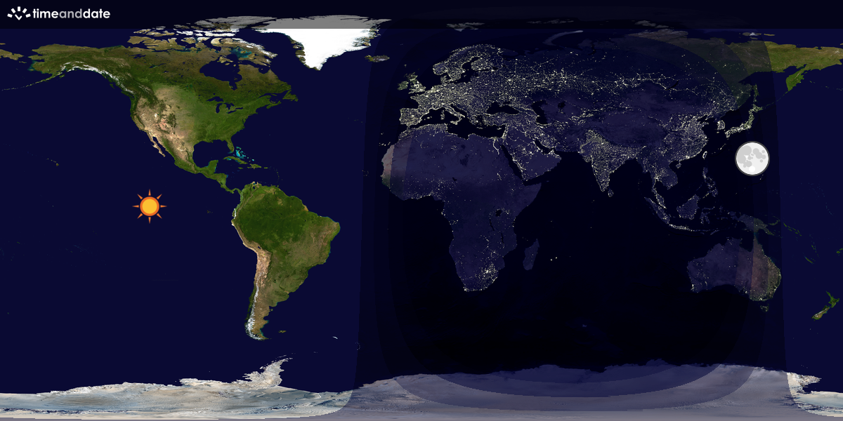 Verdenskart som viser dag og natt 