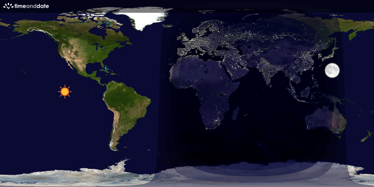 Verdenskart som viser dag og natt 