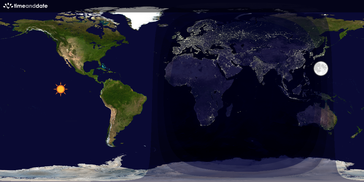 Verdenskart som viser dag og natt 