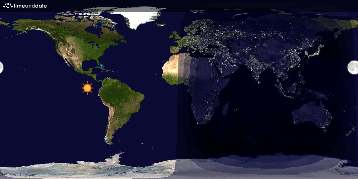 Verdenskart som viser dag og natt 