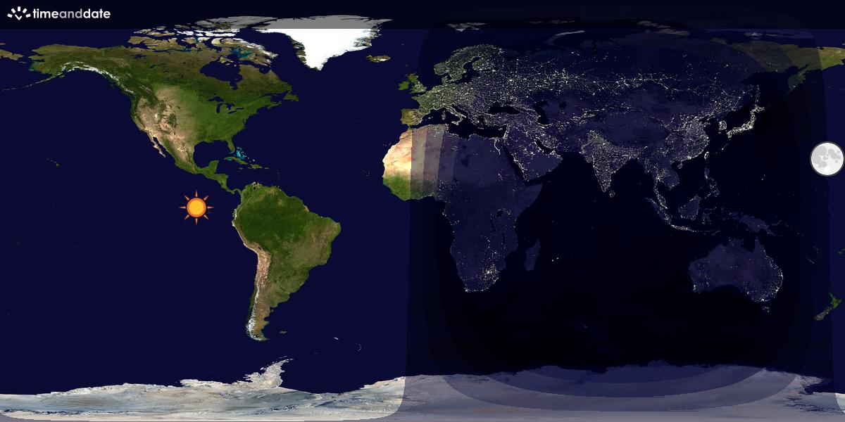 Verdenskart som viser dag og natt 