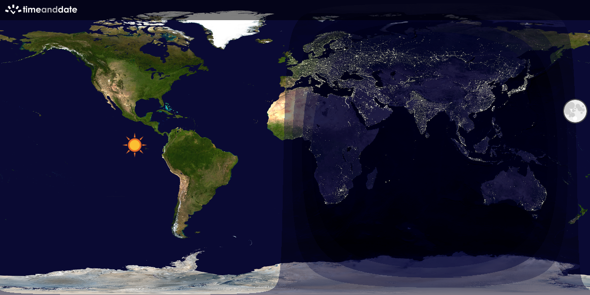 Verdenskart som viser dag og natt 
