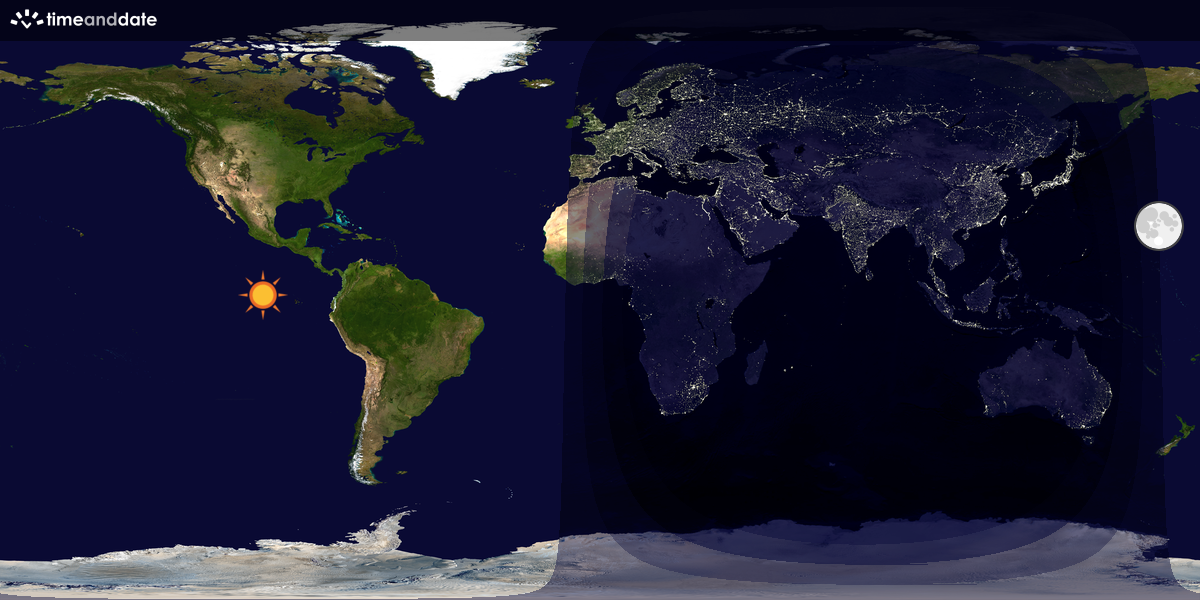 Verdenskart som viser dag og natt 