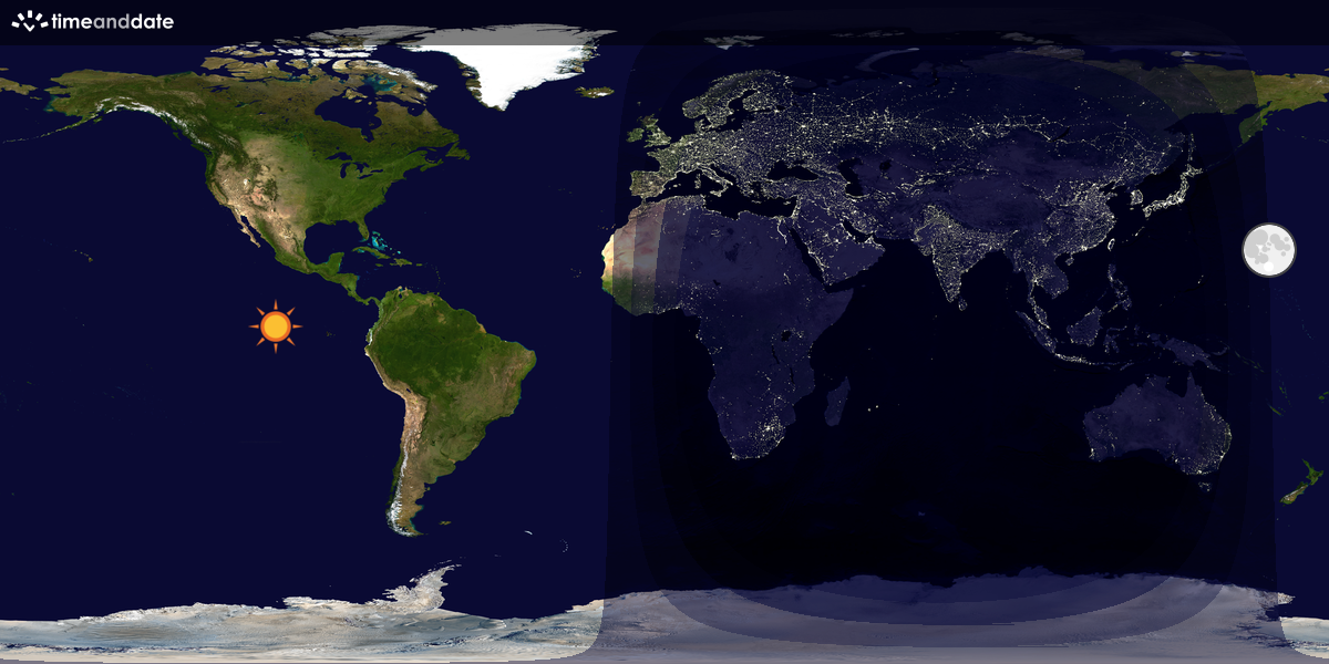 Verdenskart som viser dag og natt 