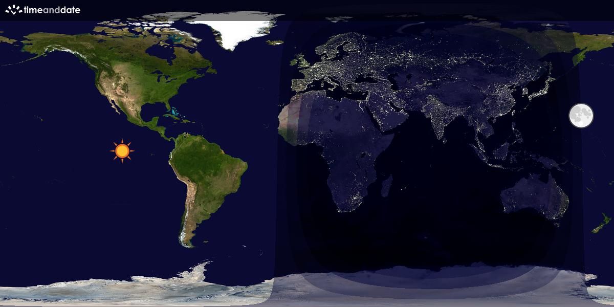Verdenskart som viser dag og natt 