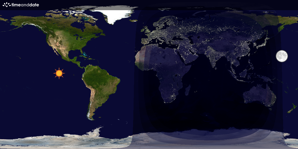 Verdenskart som viser dag og natt 