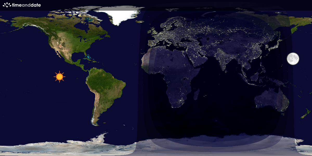 Verdenskart som viser dag og natt 