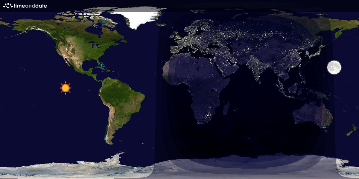 Verdenskart som viser dag og natt 