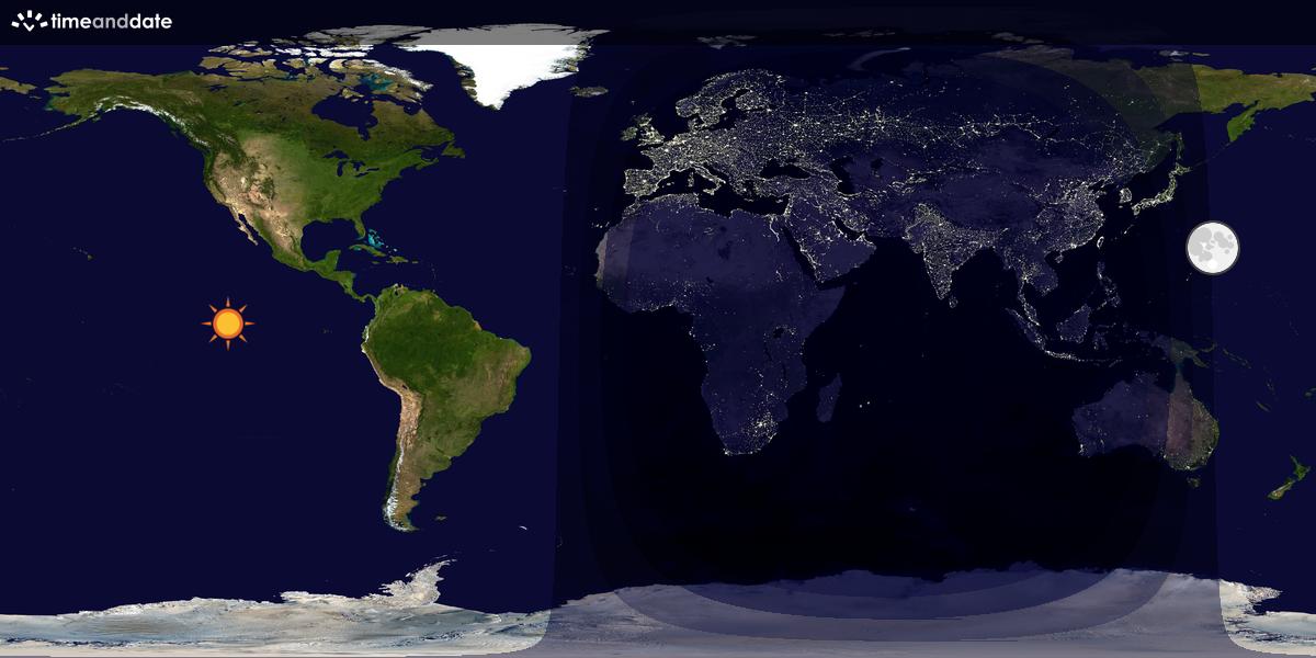 Verdenskart som viser dag og natt 