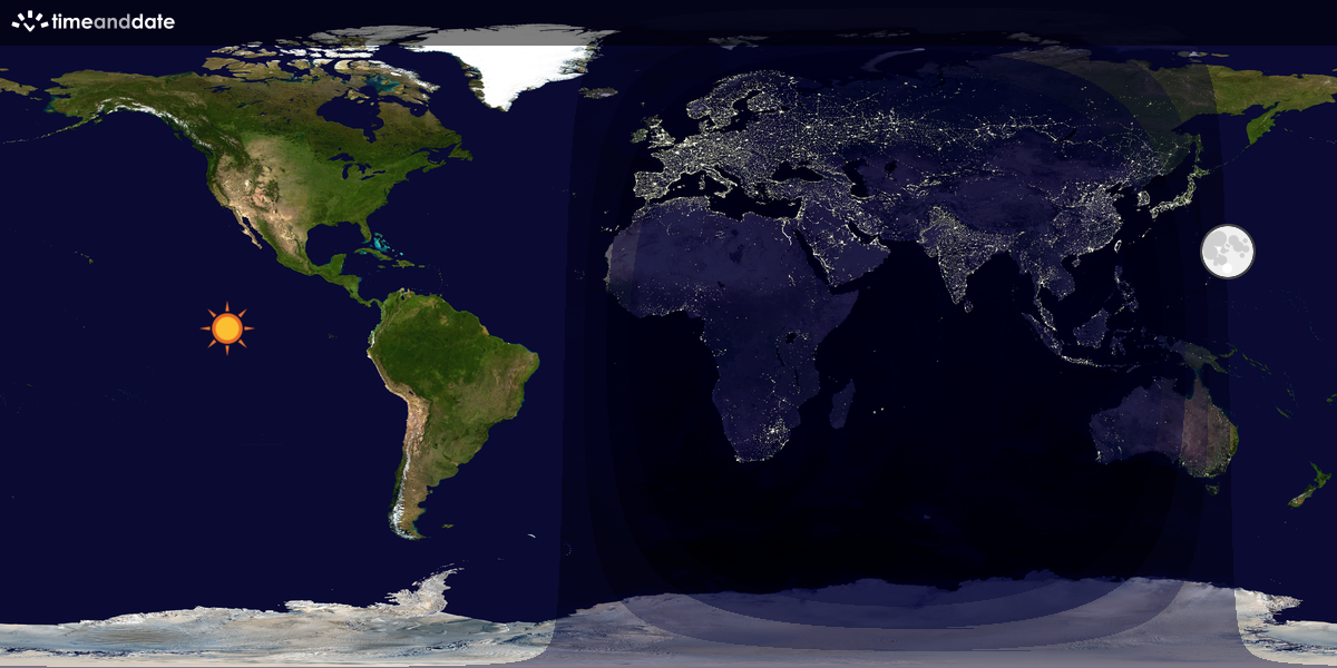 Verdenskart som viser dag og natt 