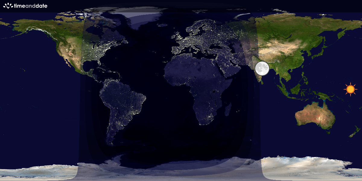 Verdenskart som viser dag og natt 